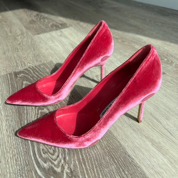 Ultra Rare MANOLO BLAHNIK Pink Velvet Heels 6.5 - Picture 7 of 8
